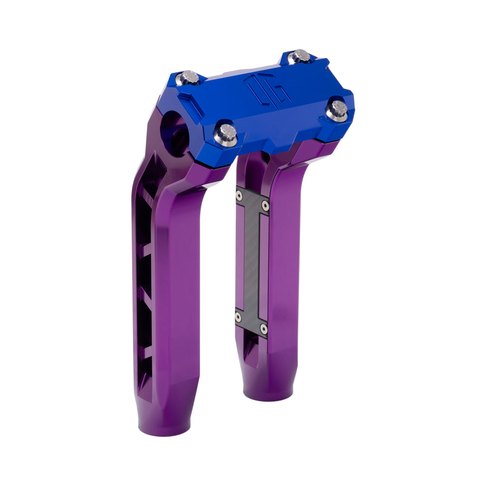 OG Purple Performance 8.5 inch Pull Back Riser Legs with Blue Performance Top Clamp