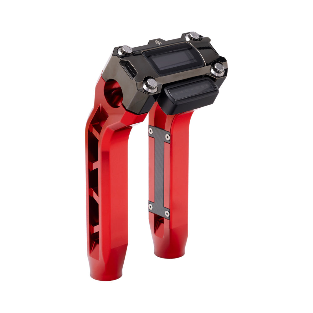 OG Red Performance 8.5 inch Pull Back Riser Legs with Black Chrome Performance Digital Gauge Top Clamp