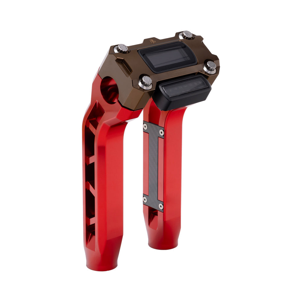 OG Red Performance 8.5 inch Pull Back Riser Legs with Bronze Performance Digital Gauge Top Clamp