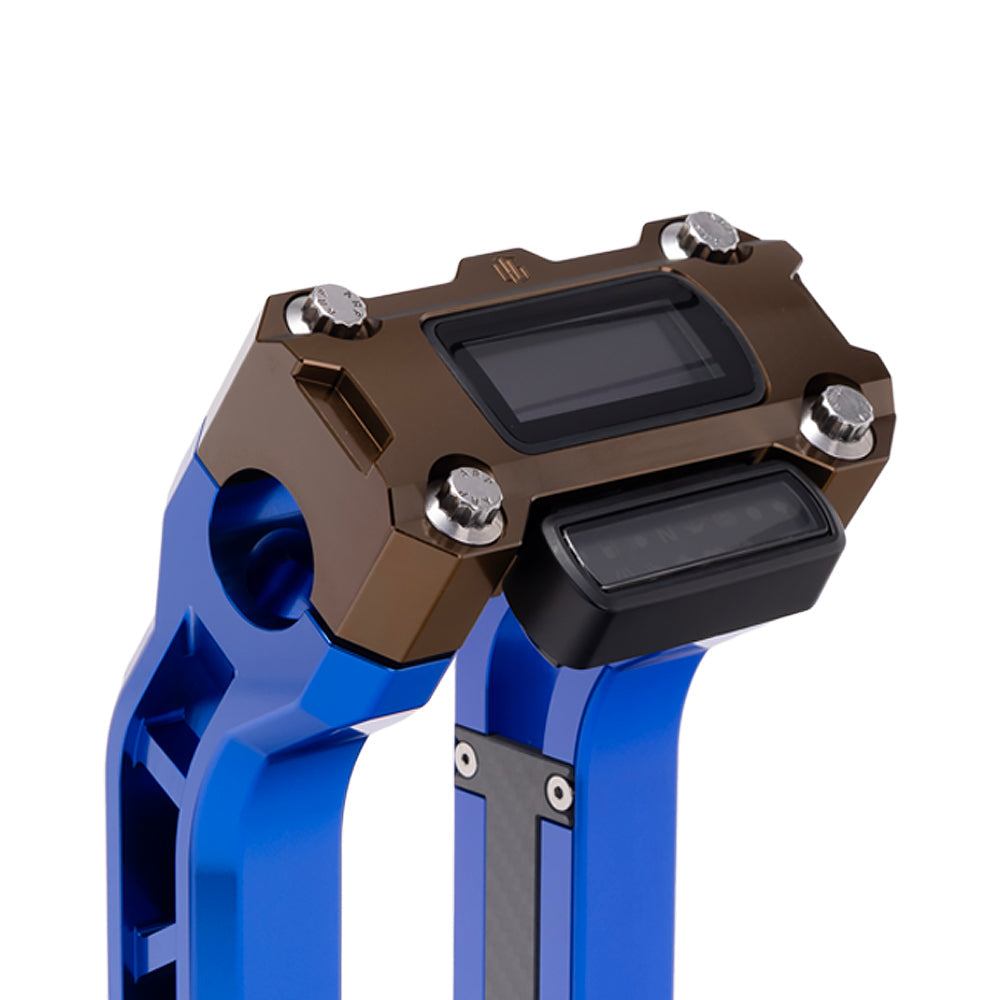 OG Bronze Performance Digital Gauge Top Clamp on OG Blue Performance Riser Legs