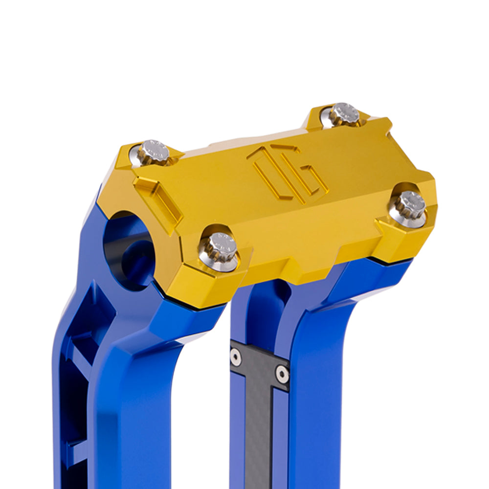 OG Gold Performance Top Clamp on OG Blue Performance Riser Legs