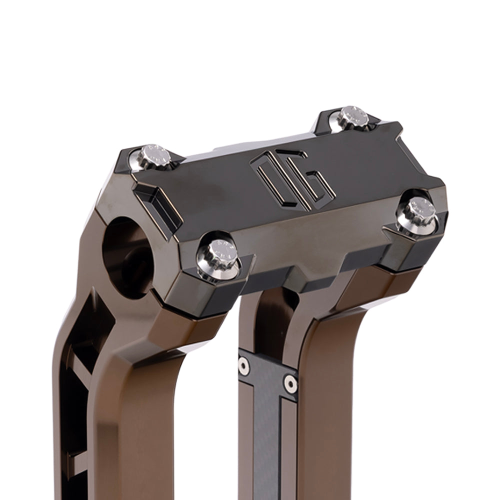 OG Black Chrome Performance Top Clamp on OG Bronze Performance Riser Legs