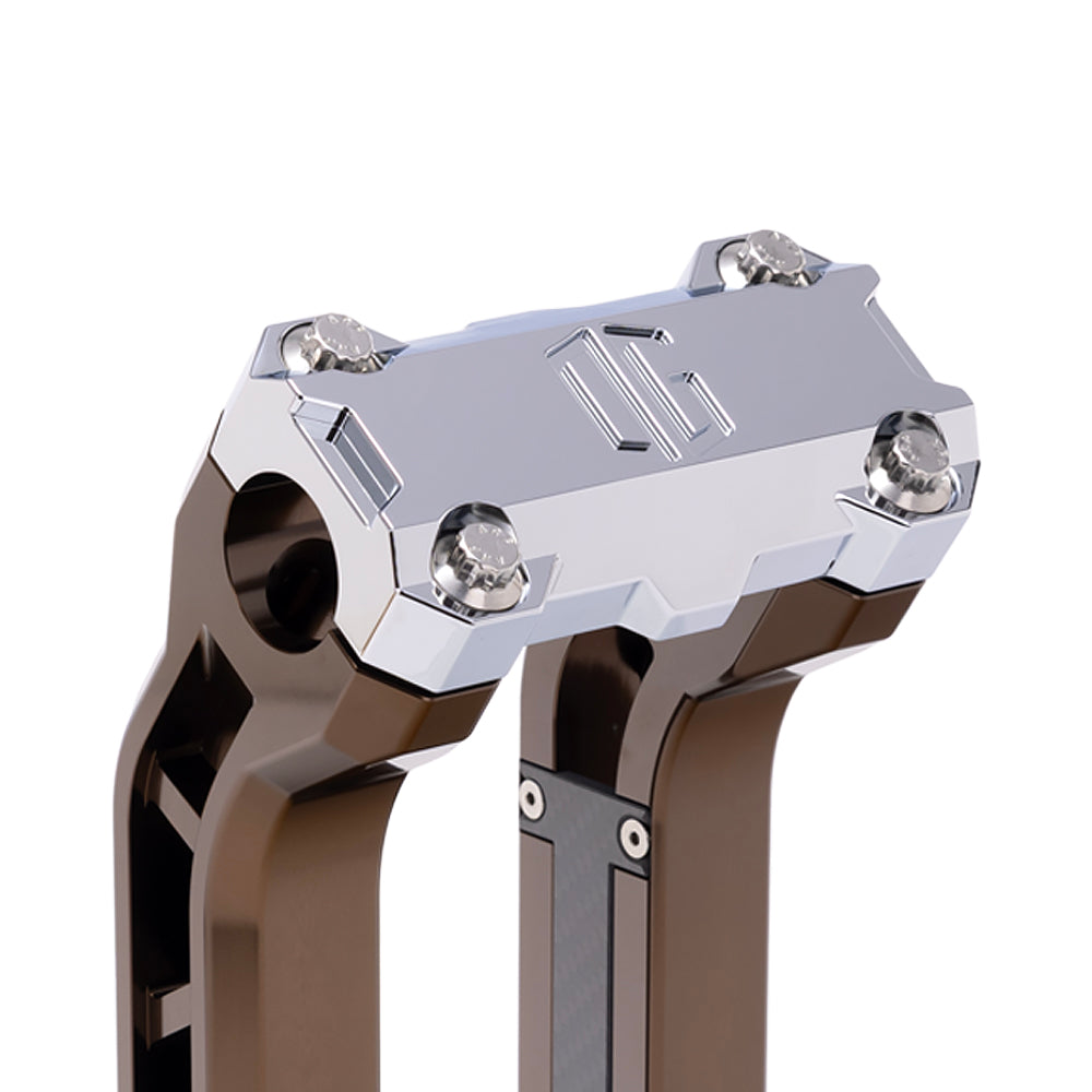 OG Chrome Performance Top Clamp on OG Bronze Performance Riser Legs