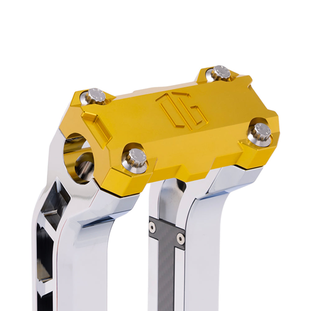 OG Gold Performance Top Clamp on OG Chrome Performance Riser Legs