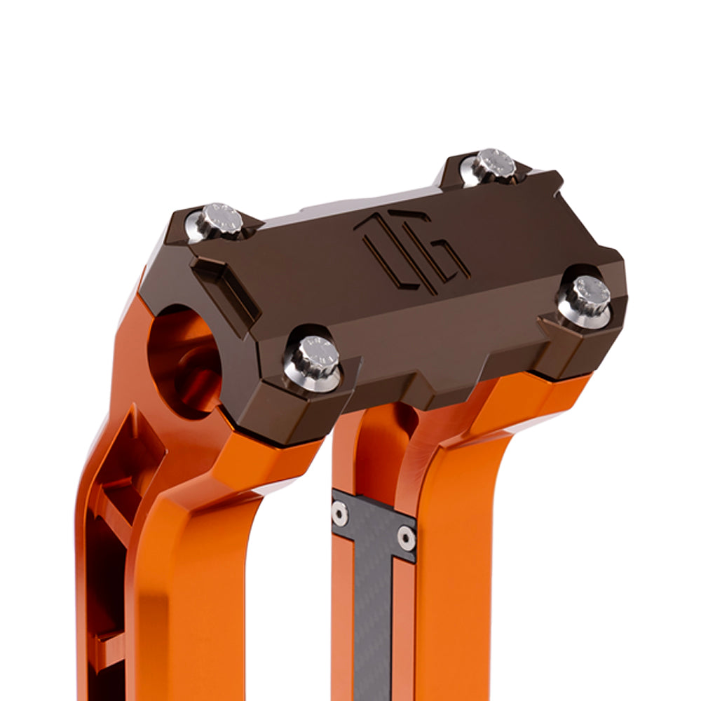 OG Bronze Performance Top Clamp on OG Orange Performance Riser Legs