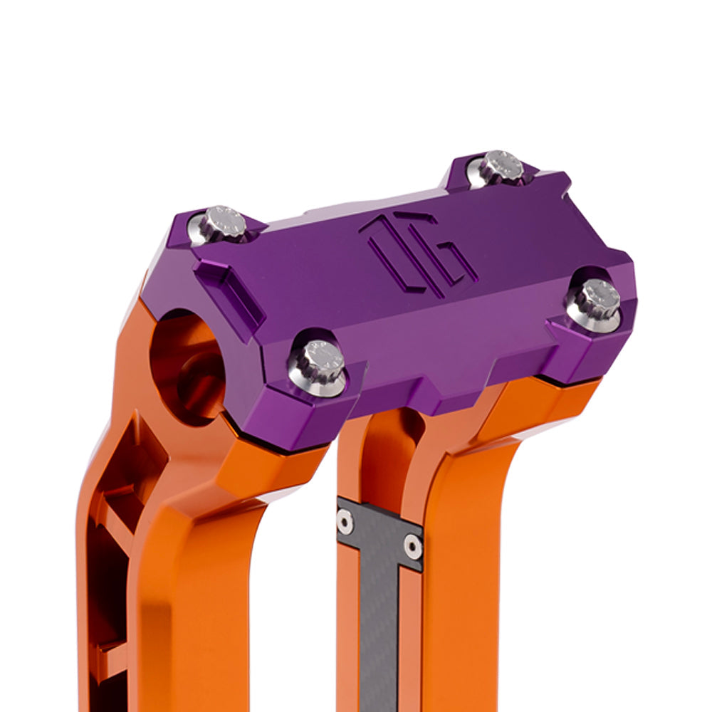 OG Purple Performance Top Clamp on OG Orange Performance Riser Legs