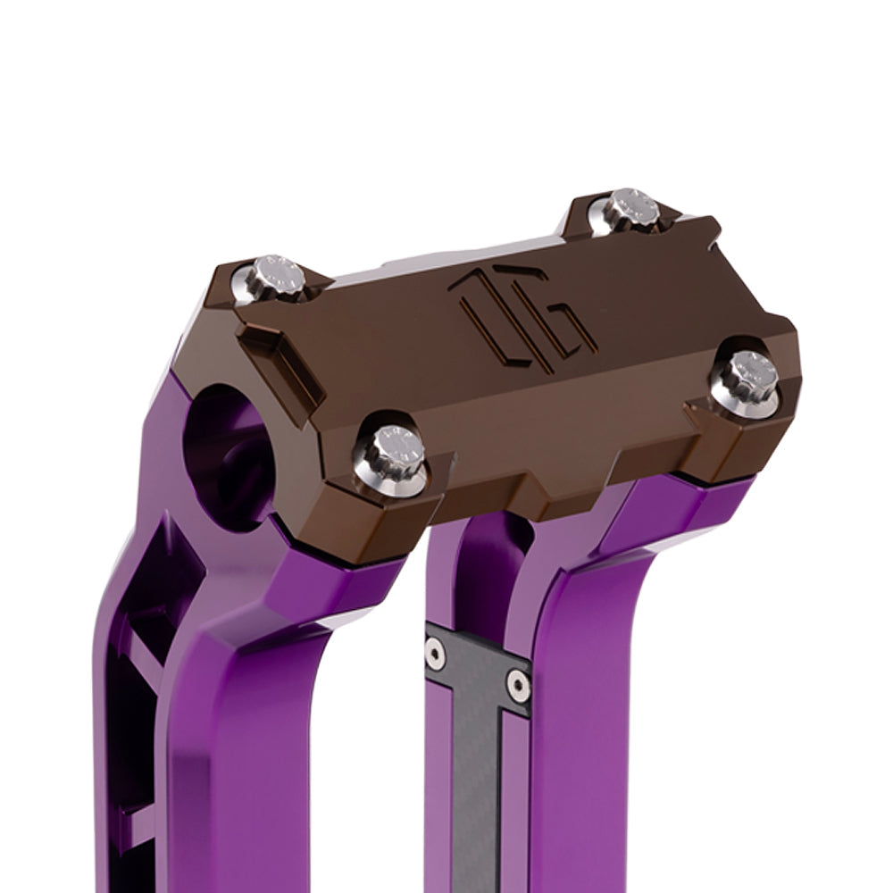 OG Bronze Performance Top Clamp on OG Purple Performance Riser Legs
