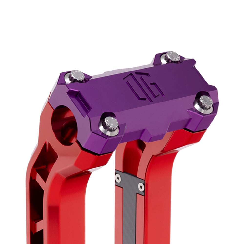 OG Purple Performance Top Clamp on OG Red Performance Riser Legs