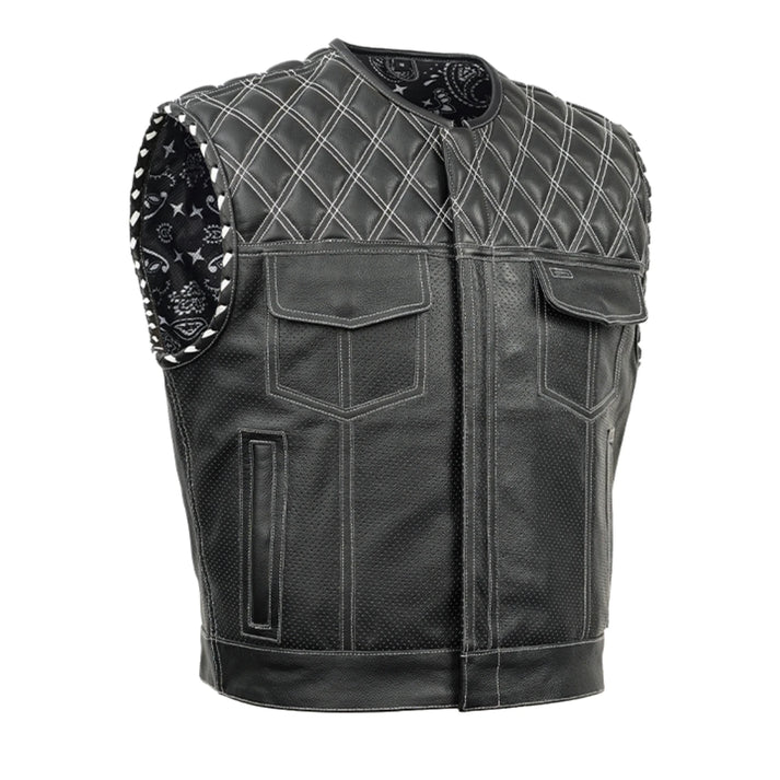 Sledgehammer - Perforated Lowcut Summer Spark Men's Leather Vest