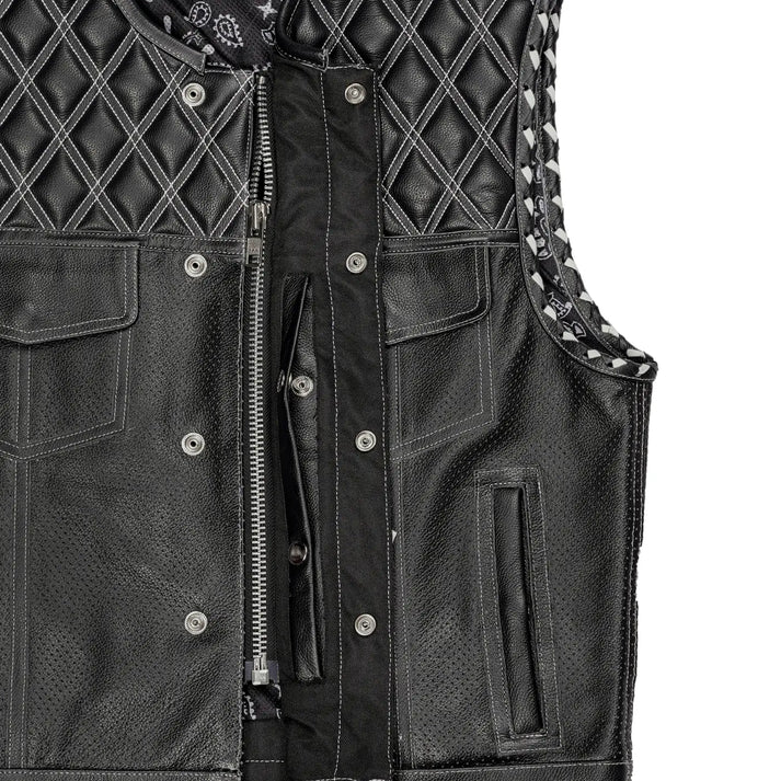 Sledgehammer - Perforated Lowcut Summer Spark Men's Leather Vest
