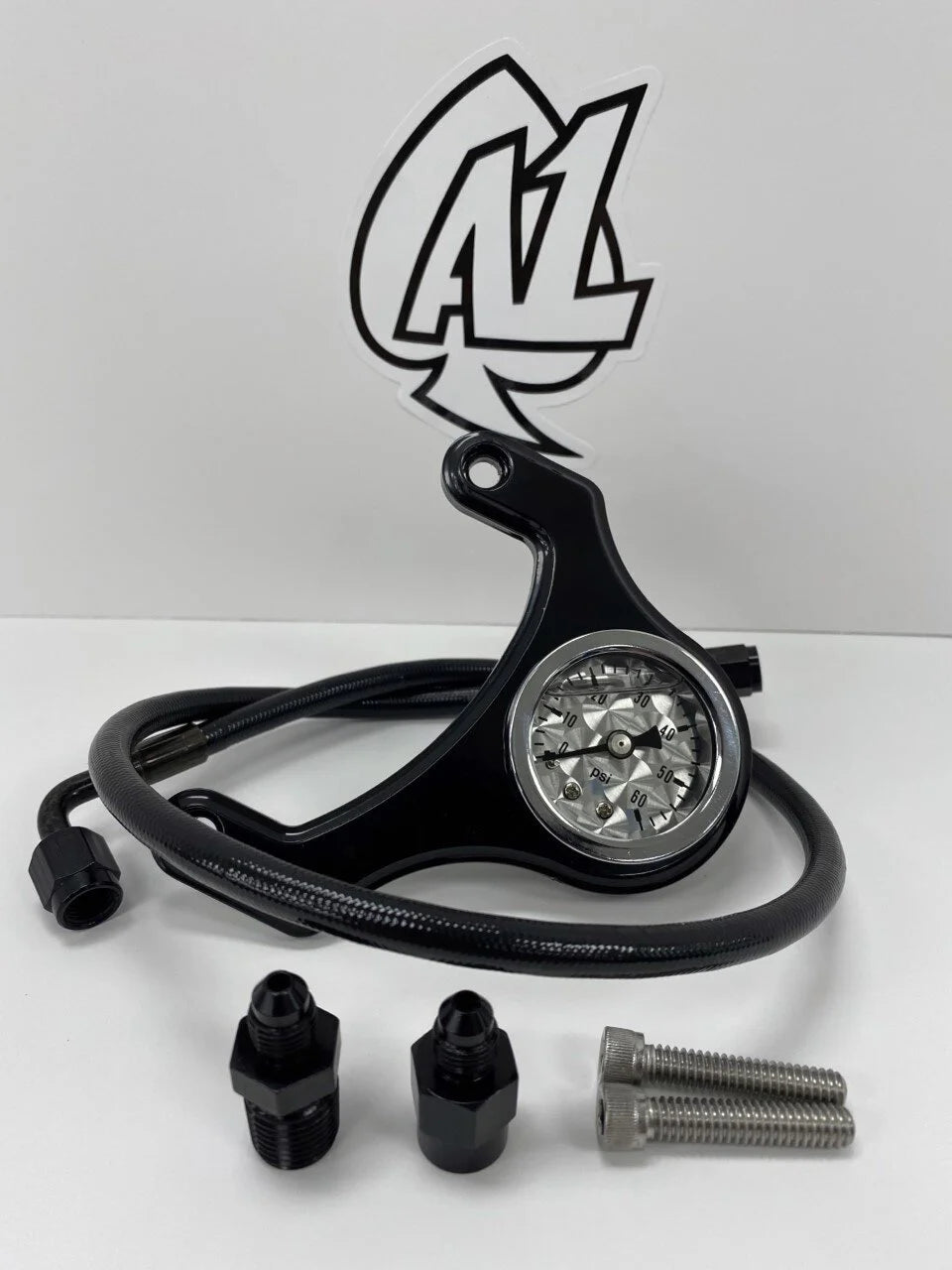 A1 M8 Black Mount Engine Turned Oil Pressure Gauge