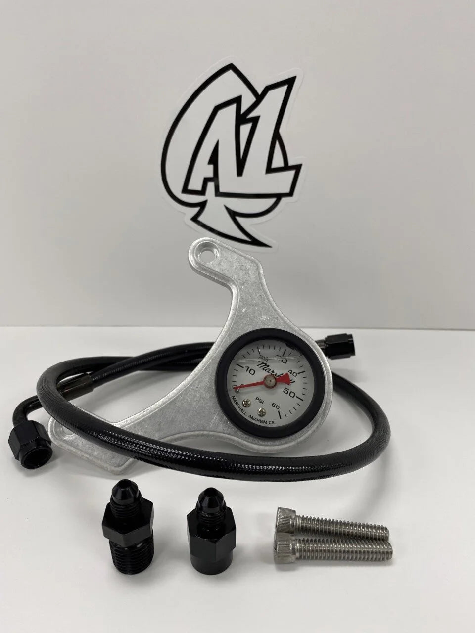 A1 Cycles M8 raw mount white faced gauge oil pressure gauge kit