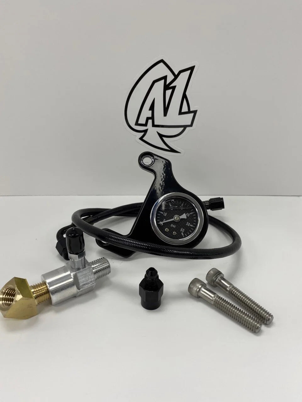A1 Cycles Twin Cam black mount carbon face oil pressure gauge kit