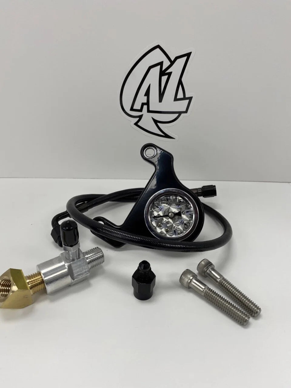 A1 Cycles Twin Cam black mount engine turned face oil pressure gauge kit