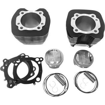 107″ Twin Cam Bolt-On Big Bore Kit w/Dome Pistons – Black Highlight